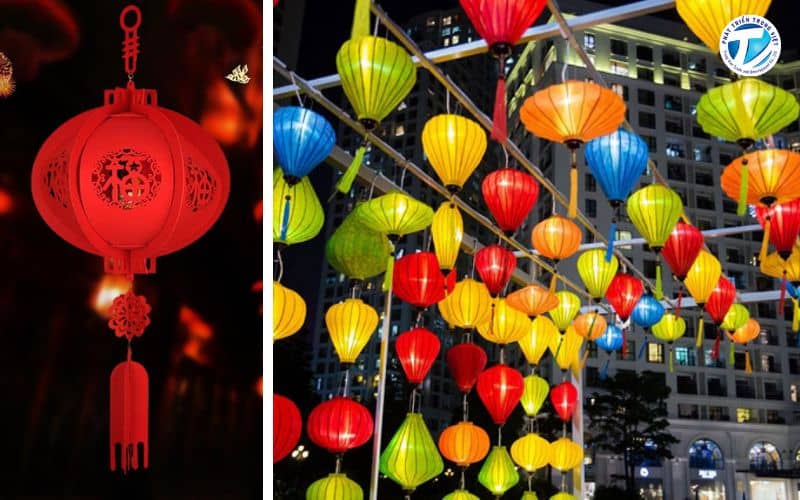 Hình ảnh các ý tưởng các kiểu trang trí lồng đèn vải ngày tết 2